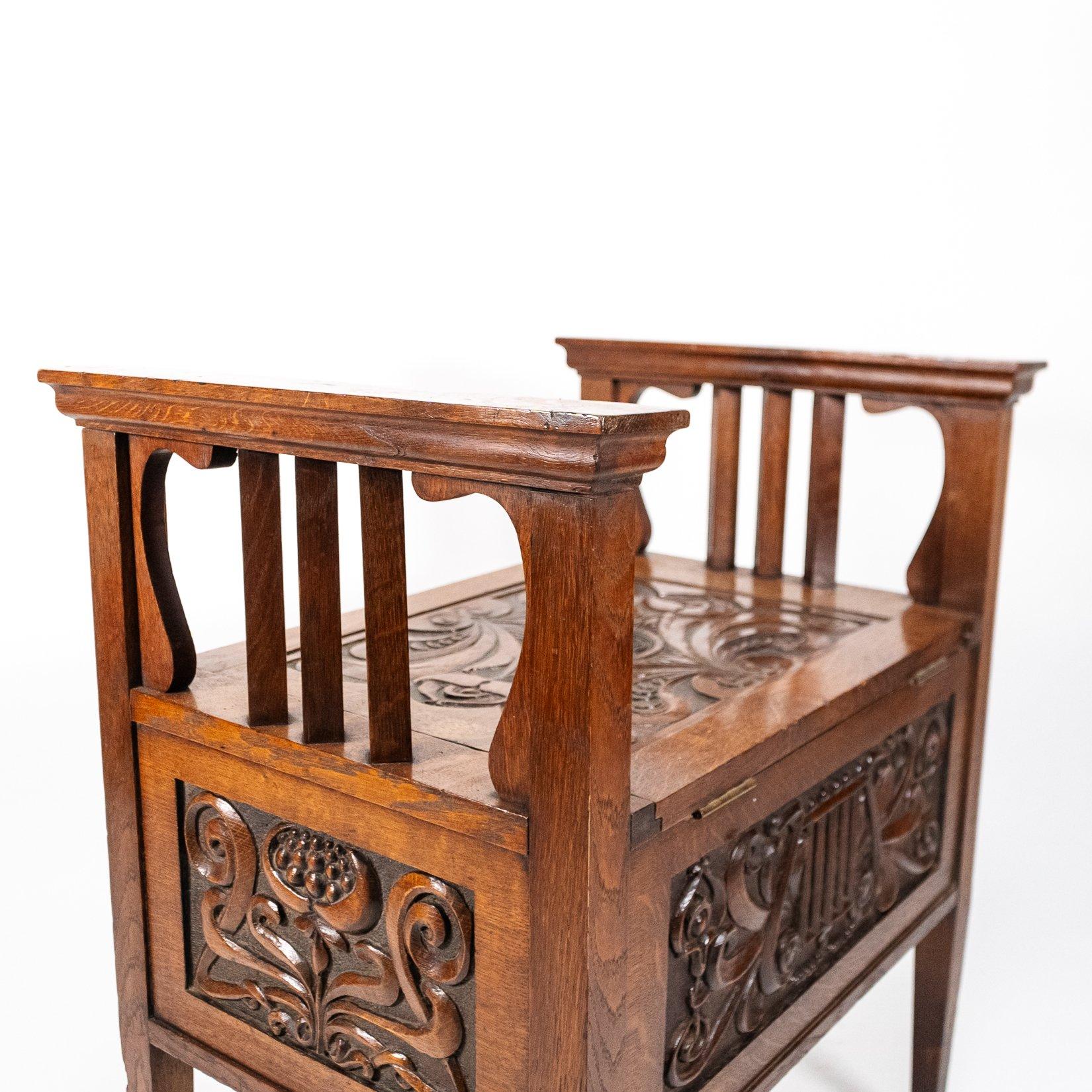 A. W. Simpson, attri. Arts & Crafts Eiche Klavierhocker im Angebot 6