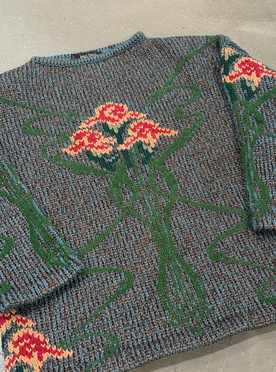 A/W1986 Jean Paul Gaultier maille florale intarsia Regular Excellent état - En vente à Milano, Lombardia