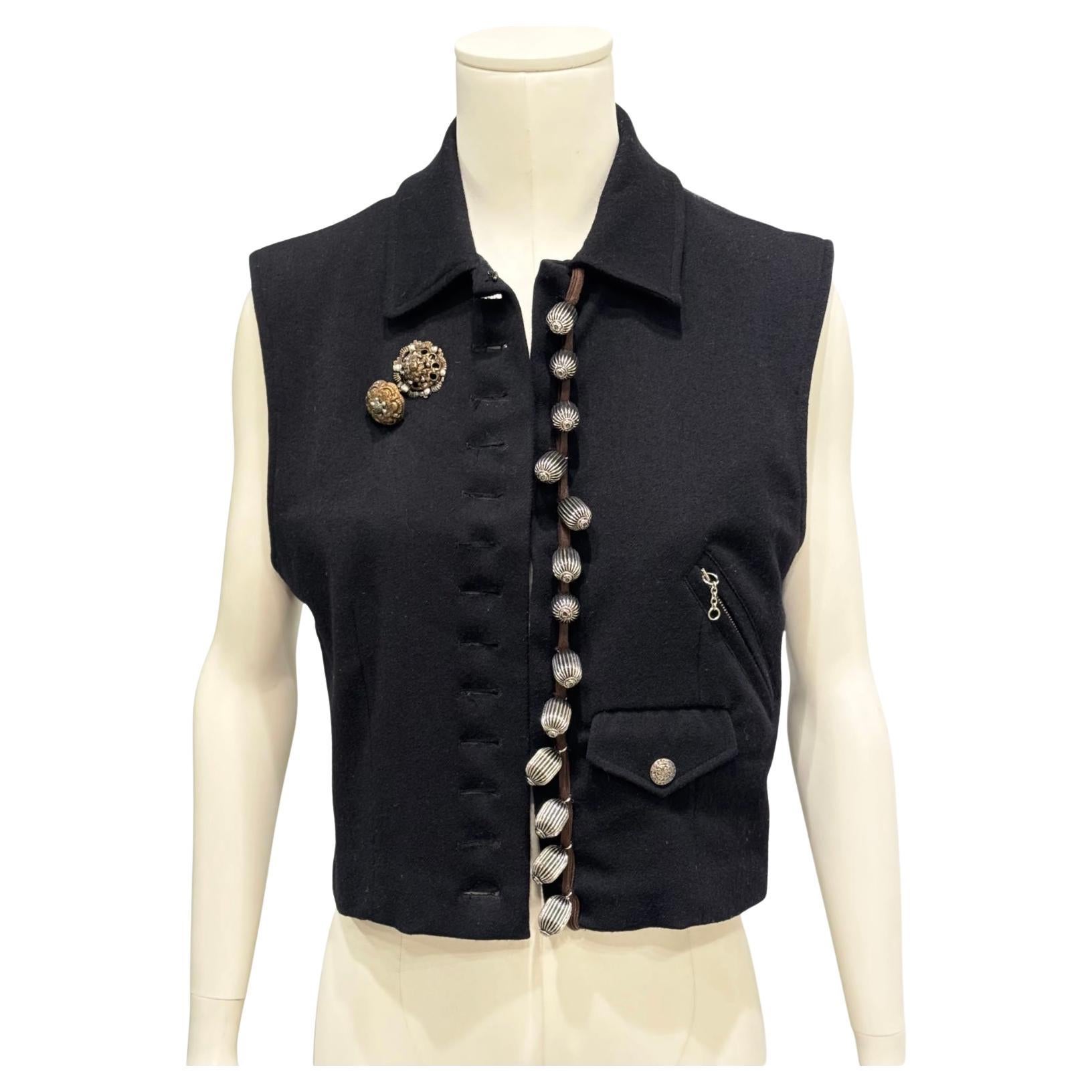 A/W1989 Helmut Lang runway wool vest with metal trinkets