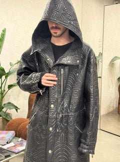 A/W1990 Gianni Versace embossed leather runway coat