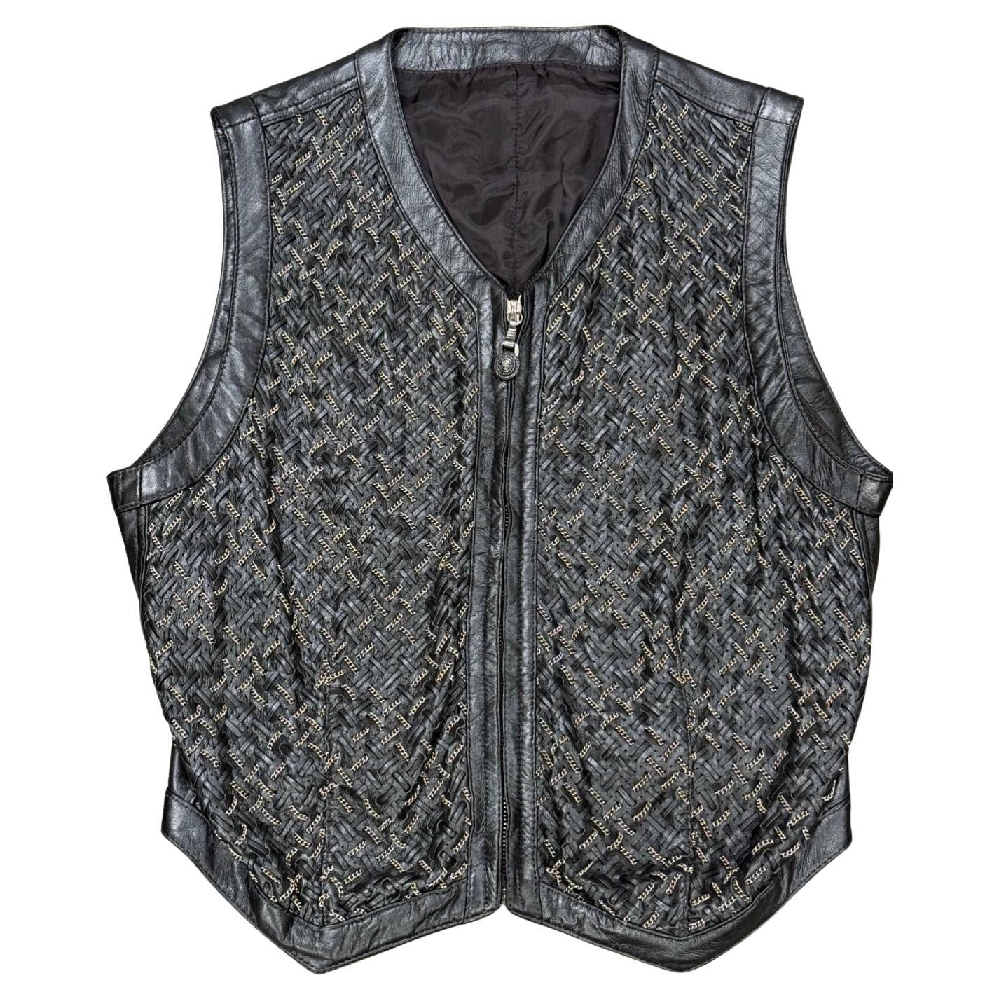 A/W1992 Gianni Versace chain-woven leather vest
