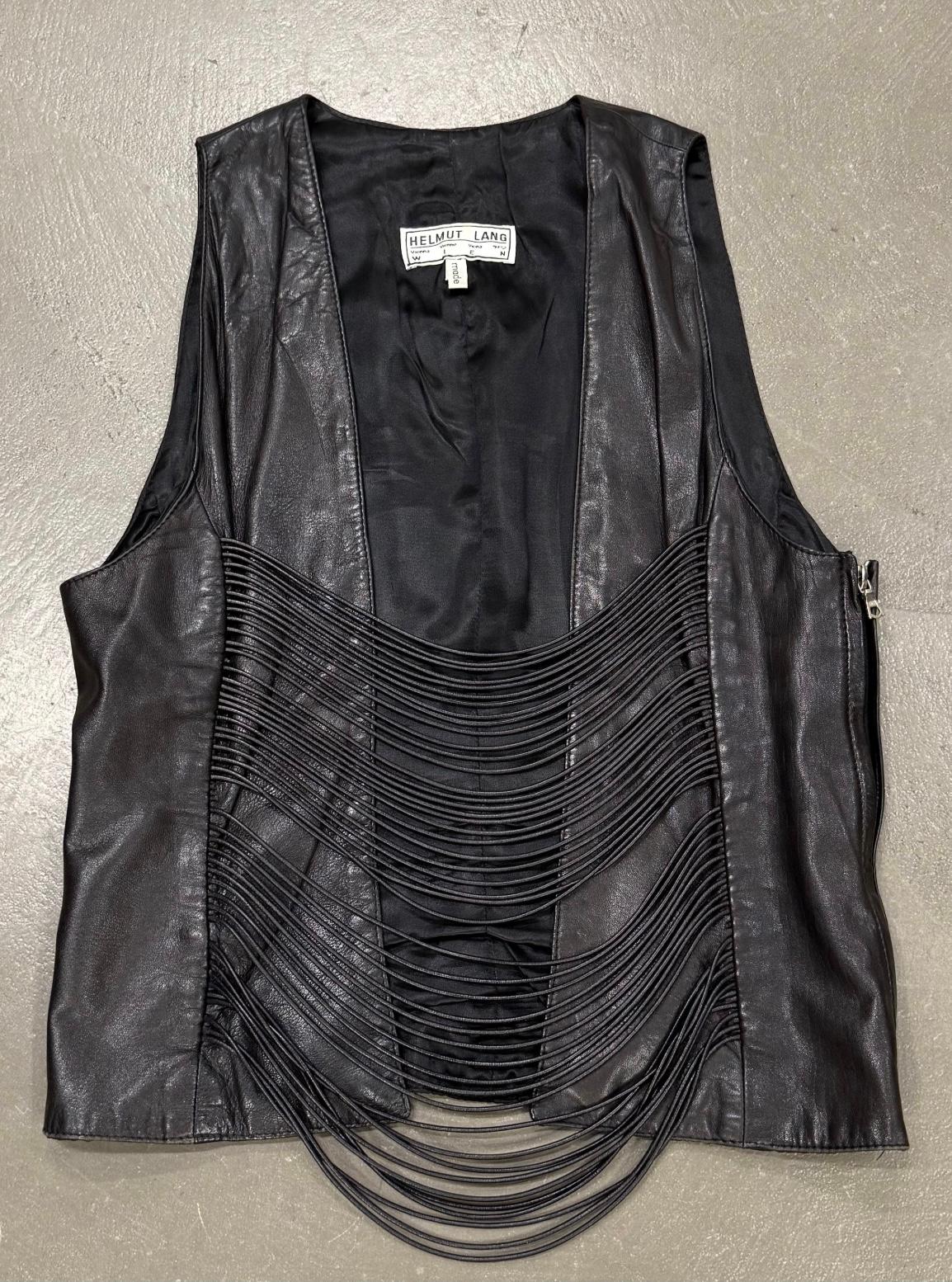 De las mujeres A/W1992 Helmut Lang Top con corsé de flecos en piel en venta