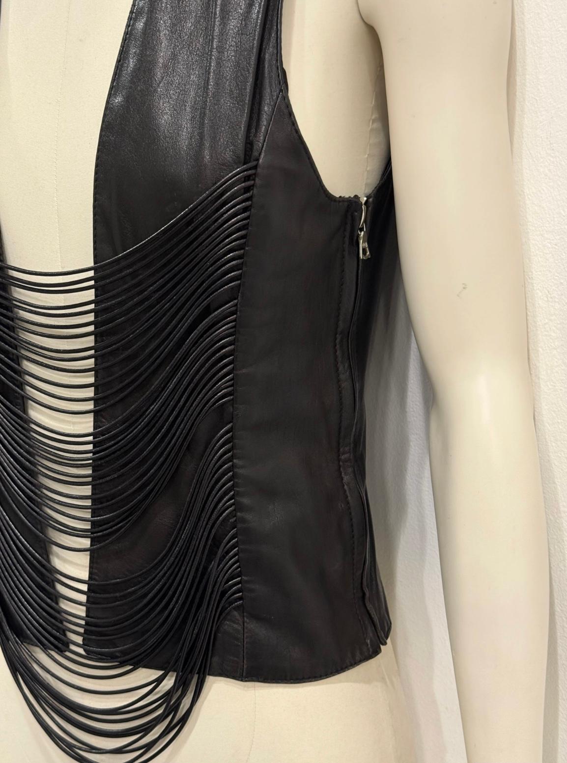 A/W1992 Helmut Lang Top con corsé de flecos en piel en venta 2