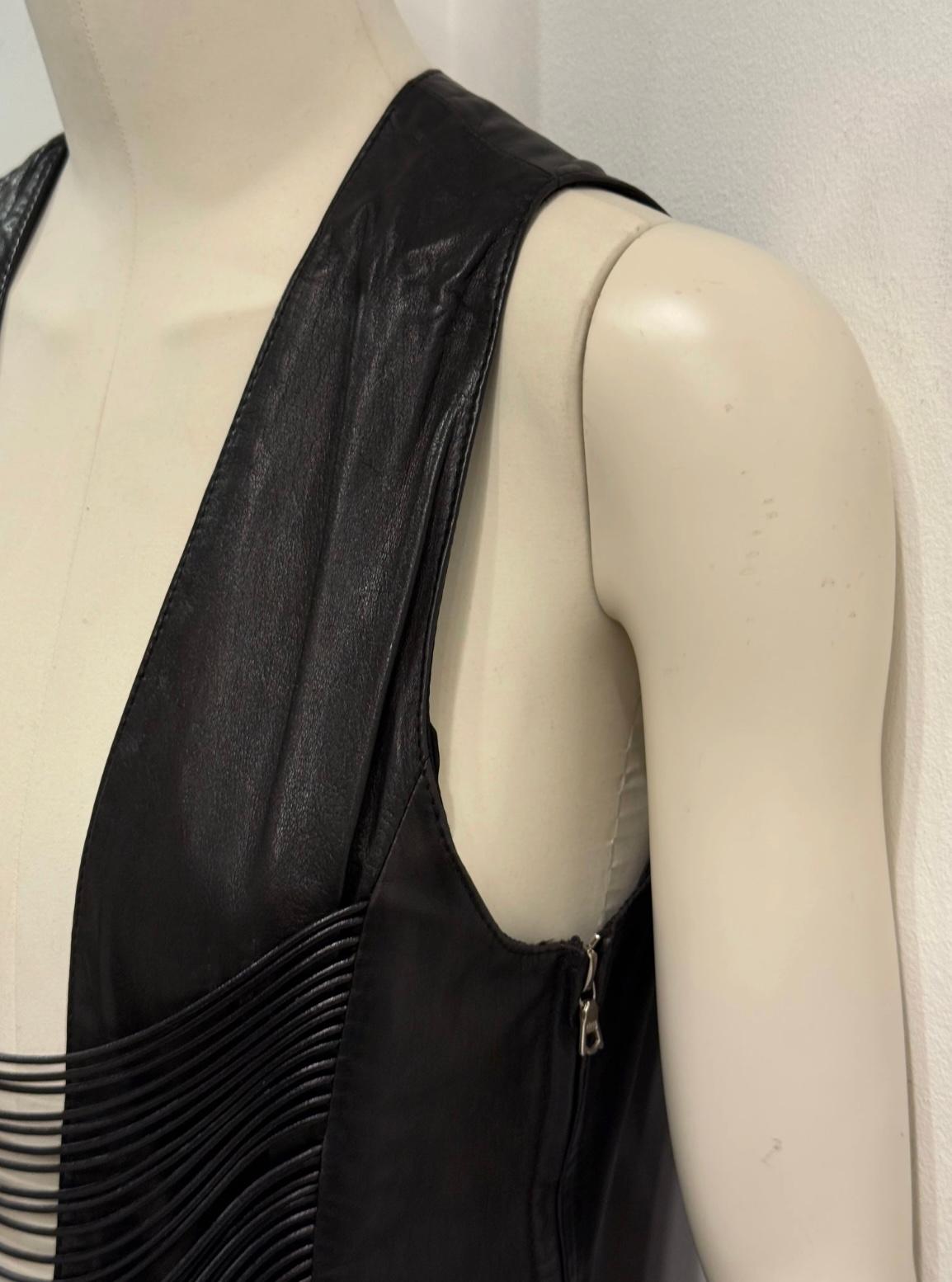 A/W1992 Helmut Lang Top con corsé de flecos en piel en venta 3