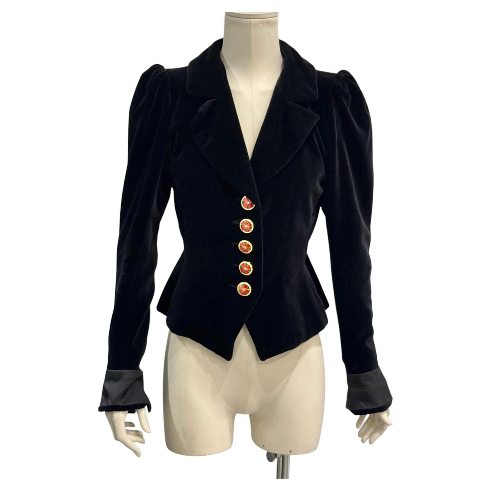 A/W1992 Yves Saint Laurent runway jewel button velvet blazer