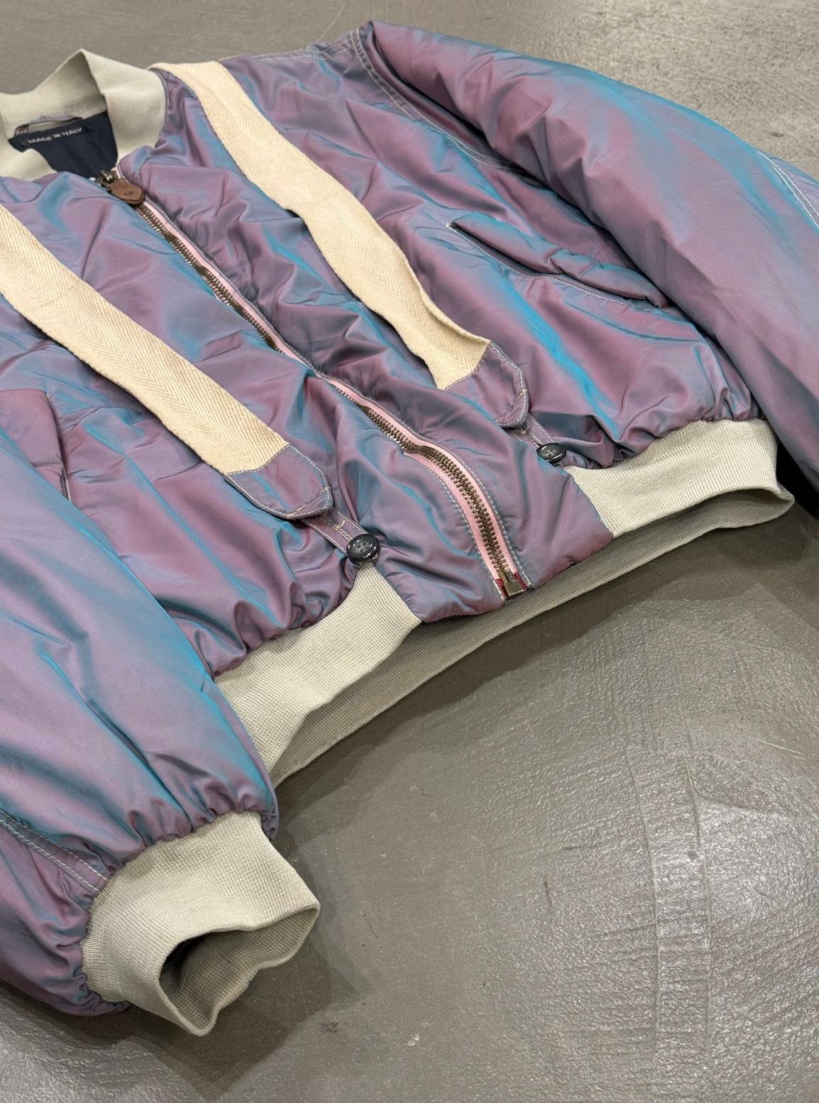 A/W1993 Emporio Armani schillernde Bomberjacke in Übergröße (Gray) im Angebot