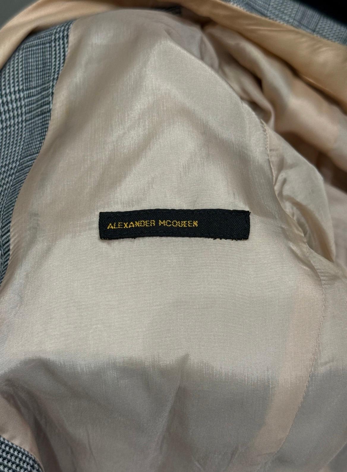 A/W1997 Alexander McQueen runway checked embroidered suit set For Sale 6