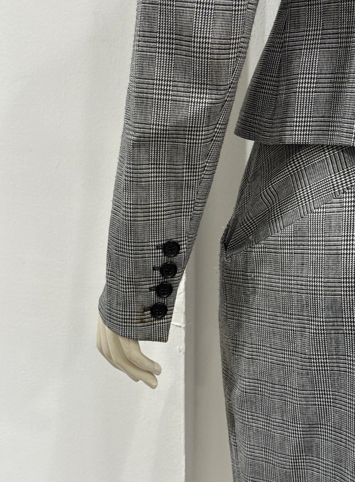 A/W1997 Alexander McQueen runway checked embroidered suit set For Sale 8