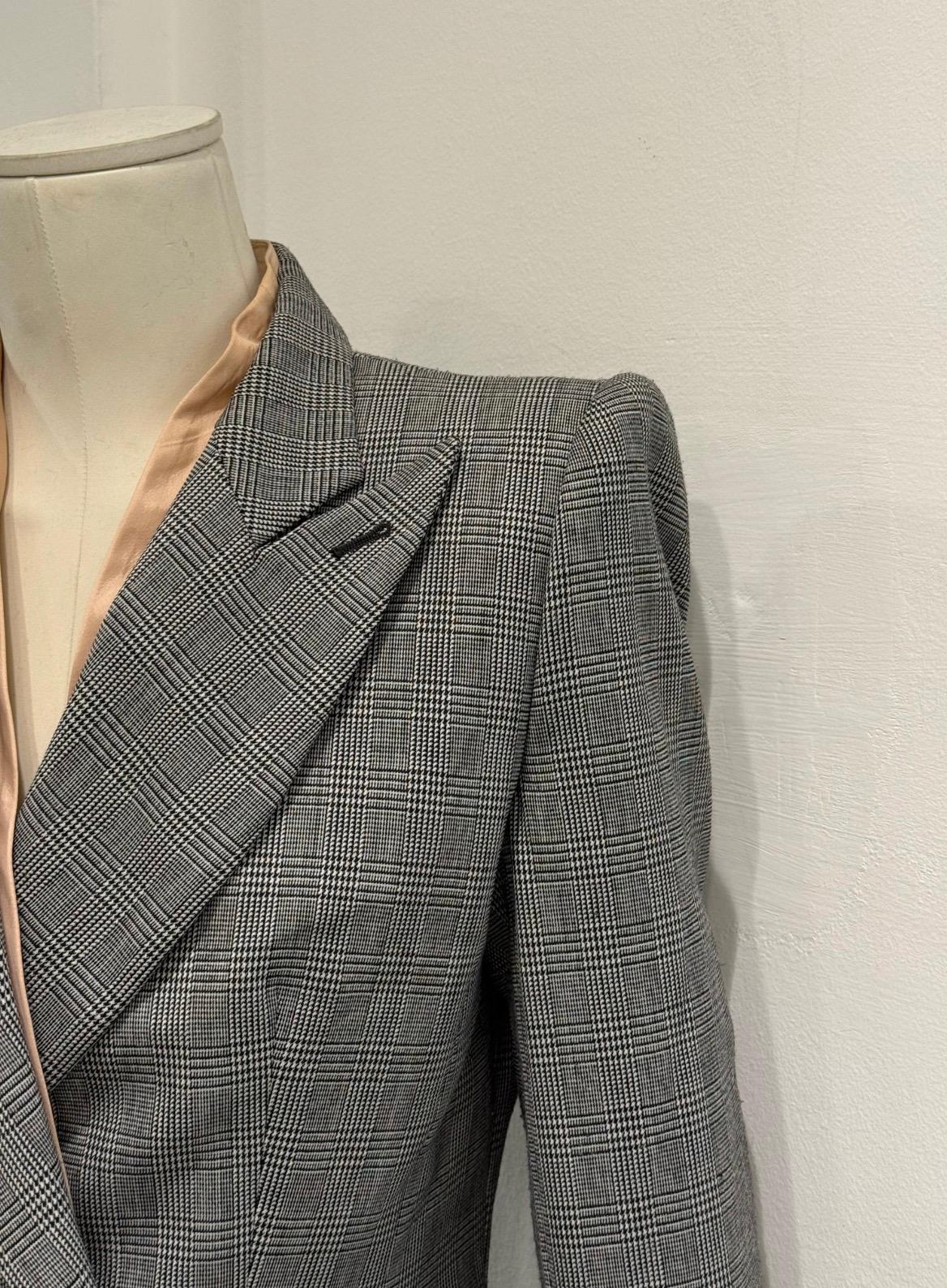 A/W1997 Alexander McQueen runway checked embroidered suit set For Sale 3