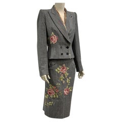 A/W1997 Alexander McQueen runway checked embroidered suit set A/W1997 Alexander McQueen runway checked embroidered suit set
