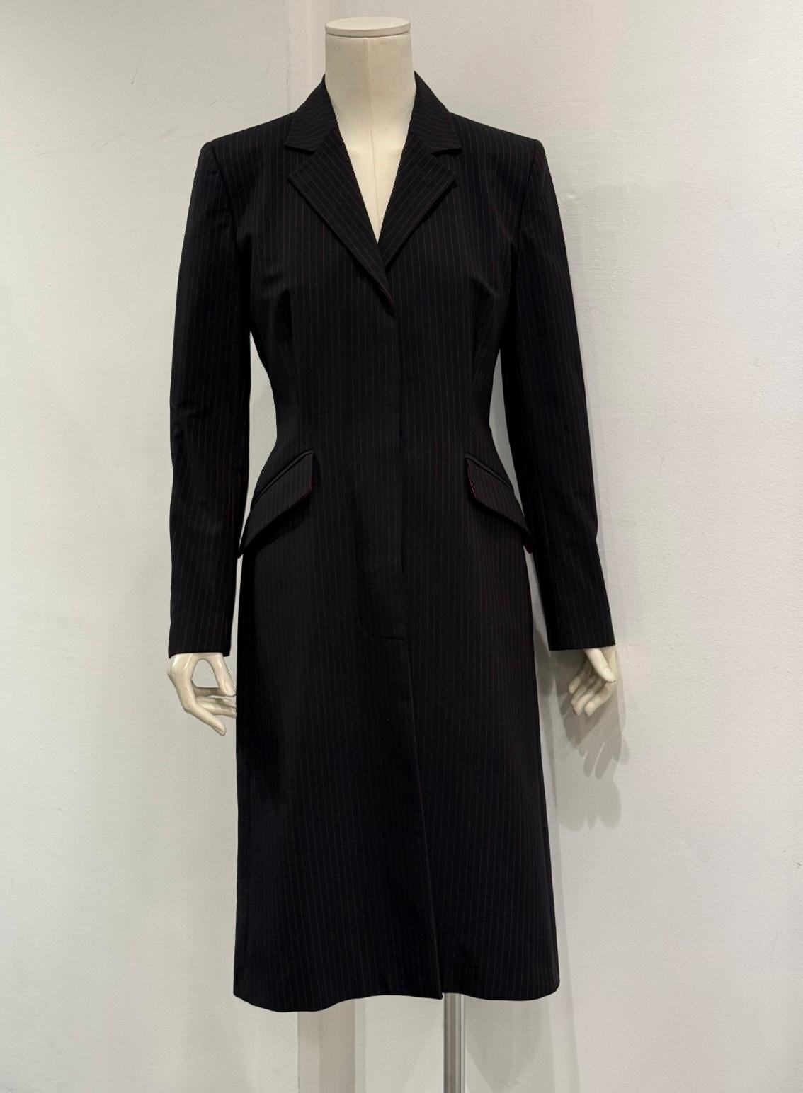 A/W1998 Alexander McQueen Manteau de tailleur long à rayures 