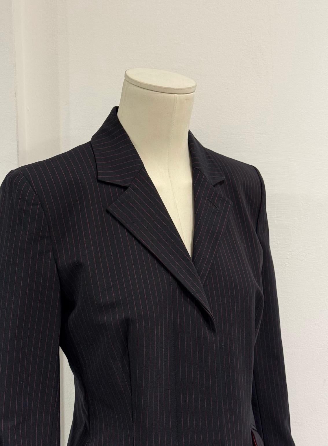 A/W1998 Alexander McQueen Manteau de tailleur long à rayures 