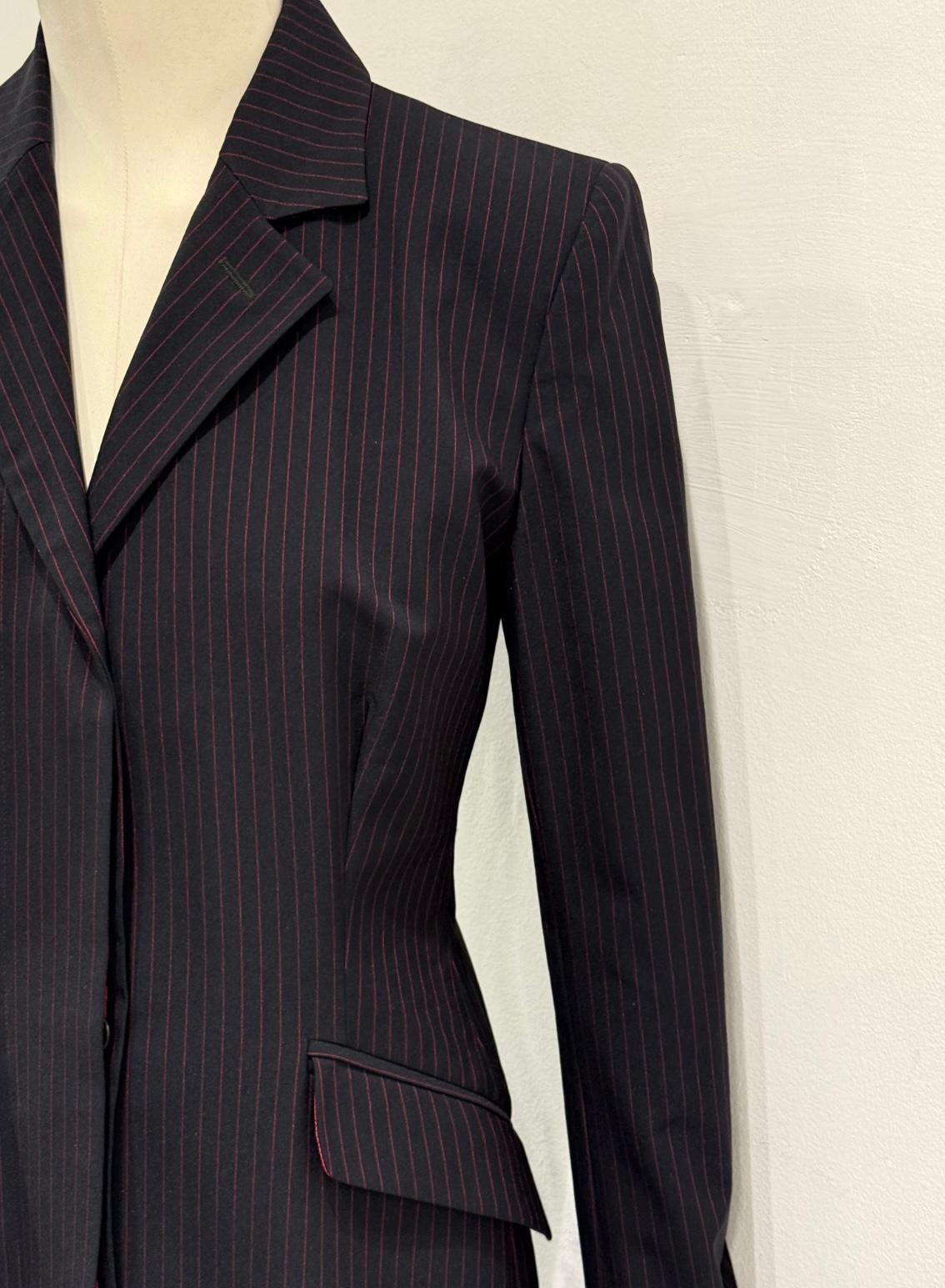 A/W1998 Alexander McQueen Manteau de tailleur long à rayures 