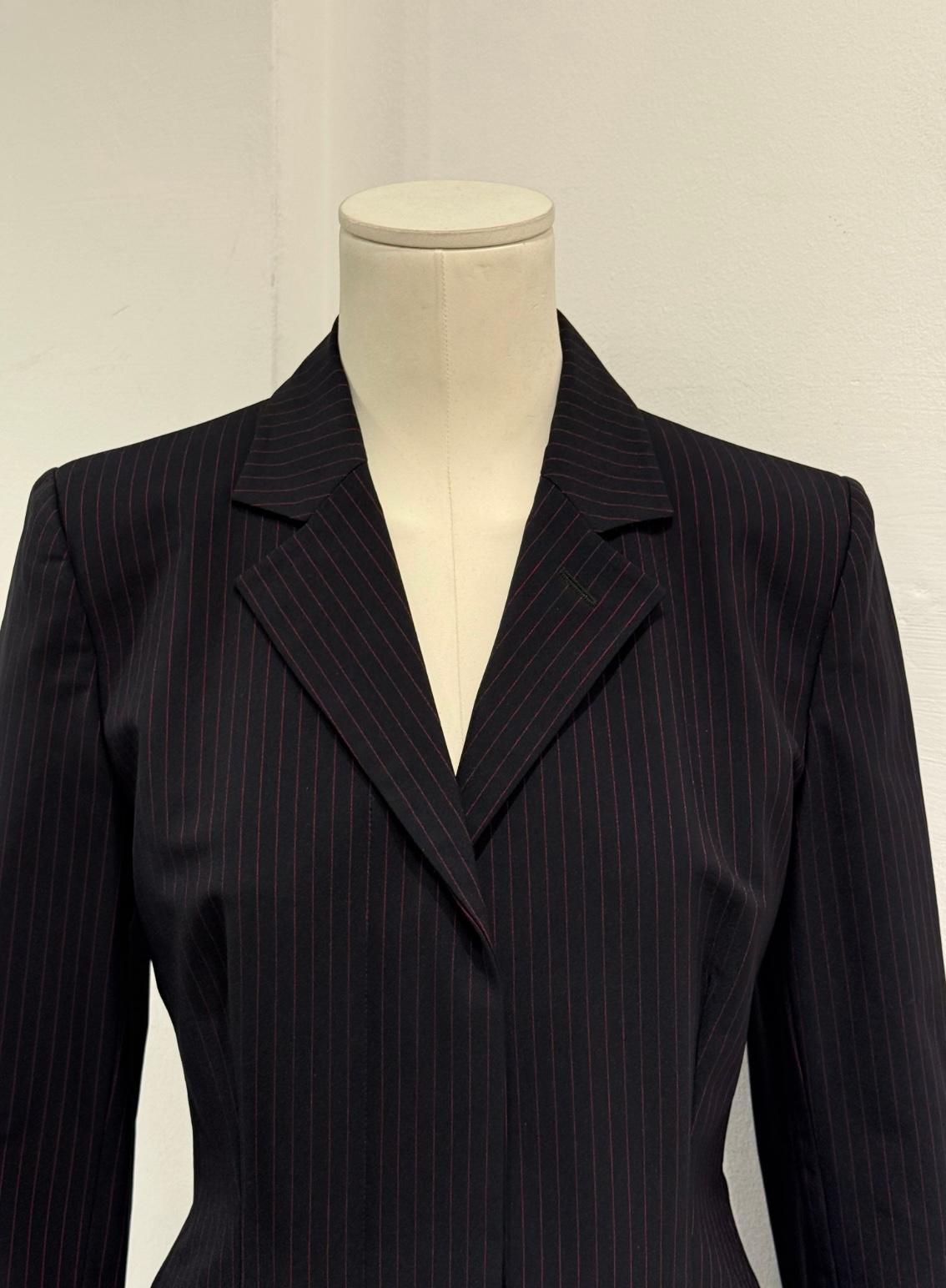 A/W1998 Alexander McQueen Manteau de tailleur long à rayures 