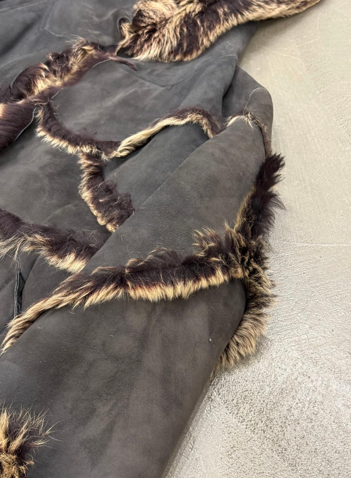 da uomo o donna A/I 1999 Roberto Cavalli cappotto patchwork oversize in shearling in vendita