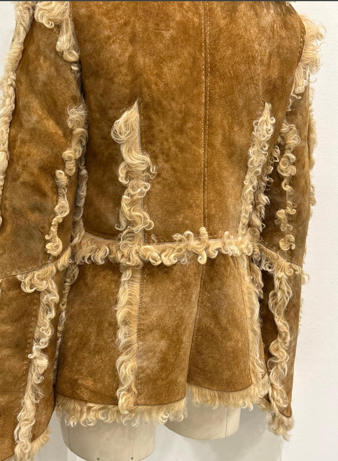 A/W1999 Roberto Cavalli shearling patchwork jacket For Sale 6