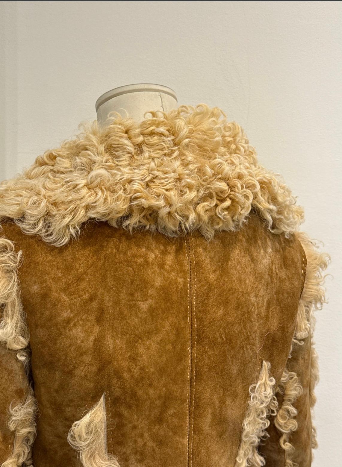 A/W1999 Roberto Cavalli shearling patchwork jacket For Sale 7