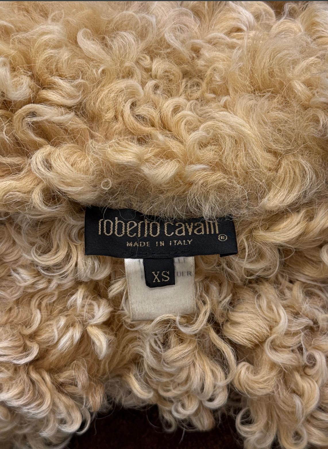 A/W1999 Roberto Cavalli shearling patchwork jacket For Sale 8