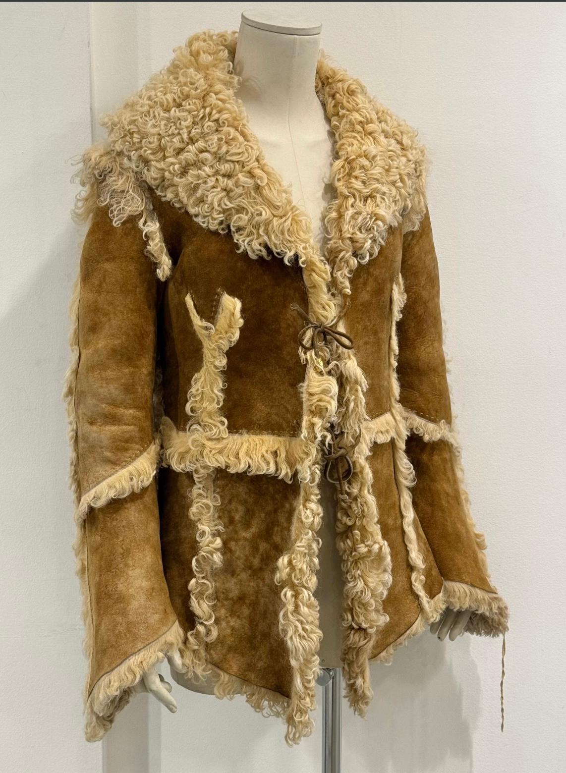 A/W1999 Roberto Cavalli shearling patchwork jacket In Excellent Condition For Sale In Padova, IT