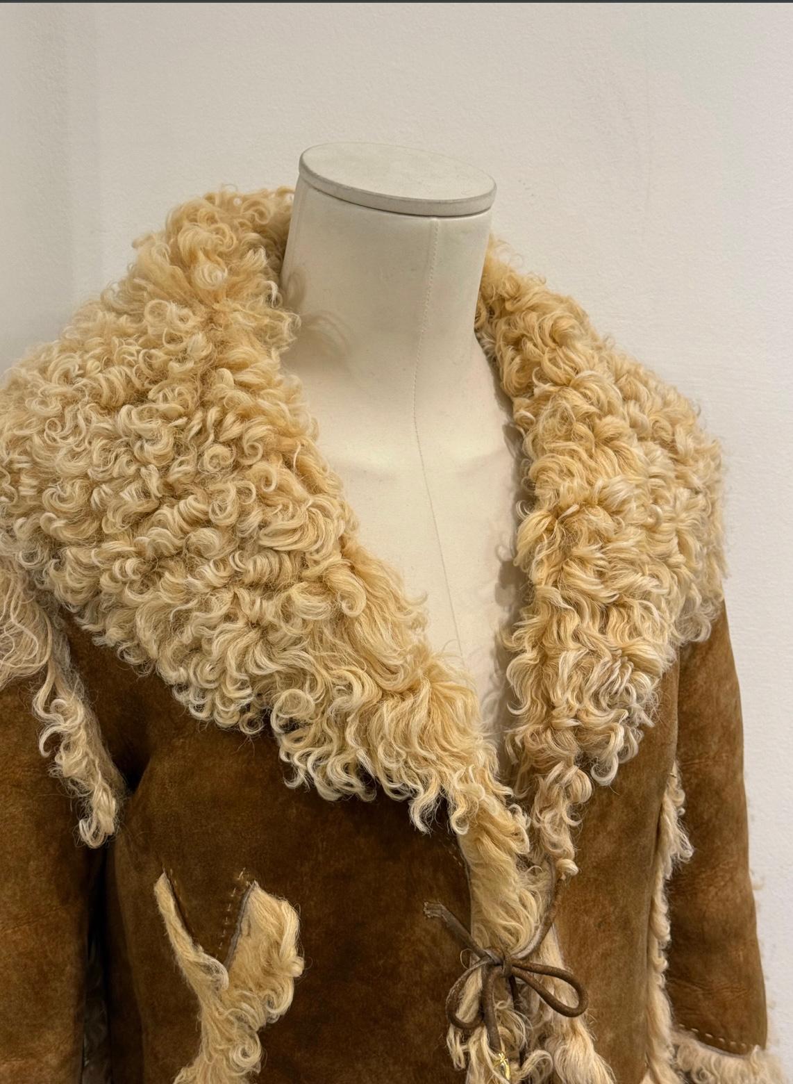 Women's A/W1999 Roberto Cavalli shearling patchwork jacket For Sale