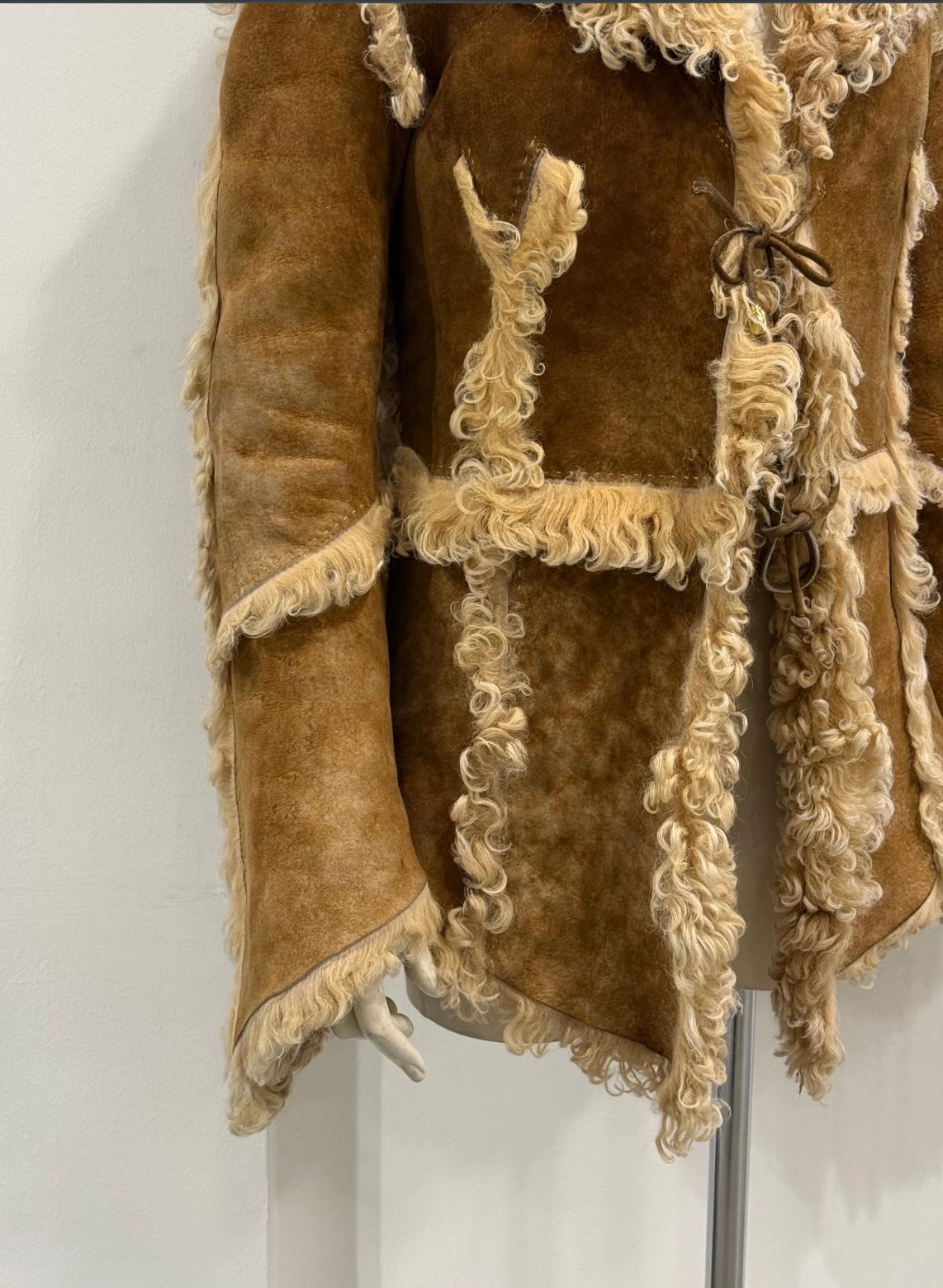 A/W1999 Roberto Cavalli shearling patchwork jacket For Sale 1