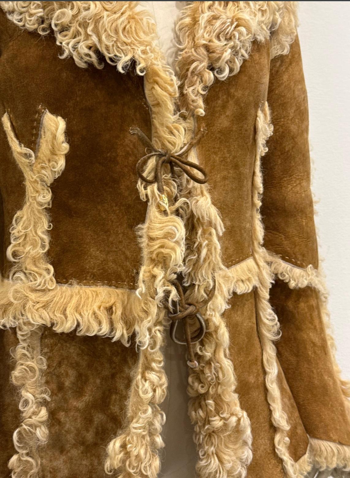 A/W1999 Roberto Cavalli shearling patchwork jacket For Sale 3
