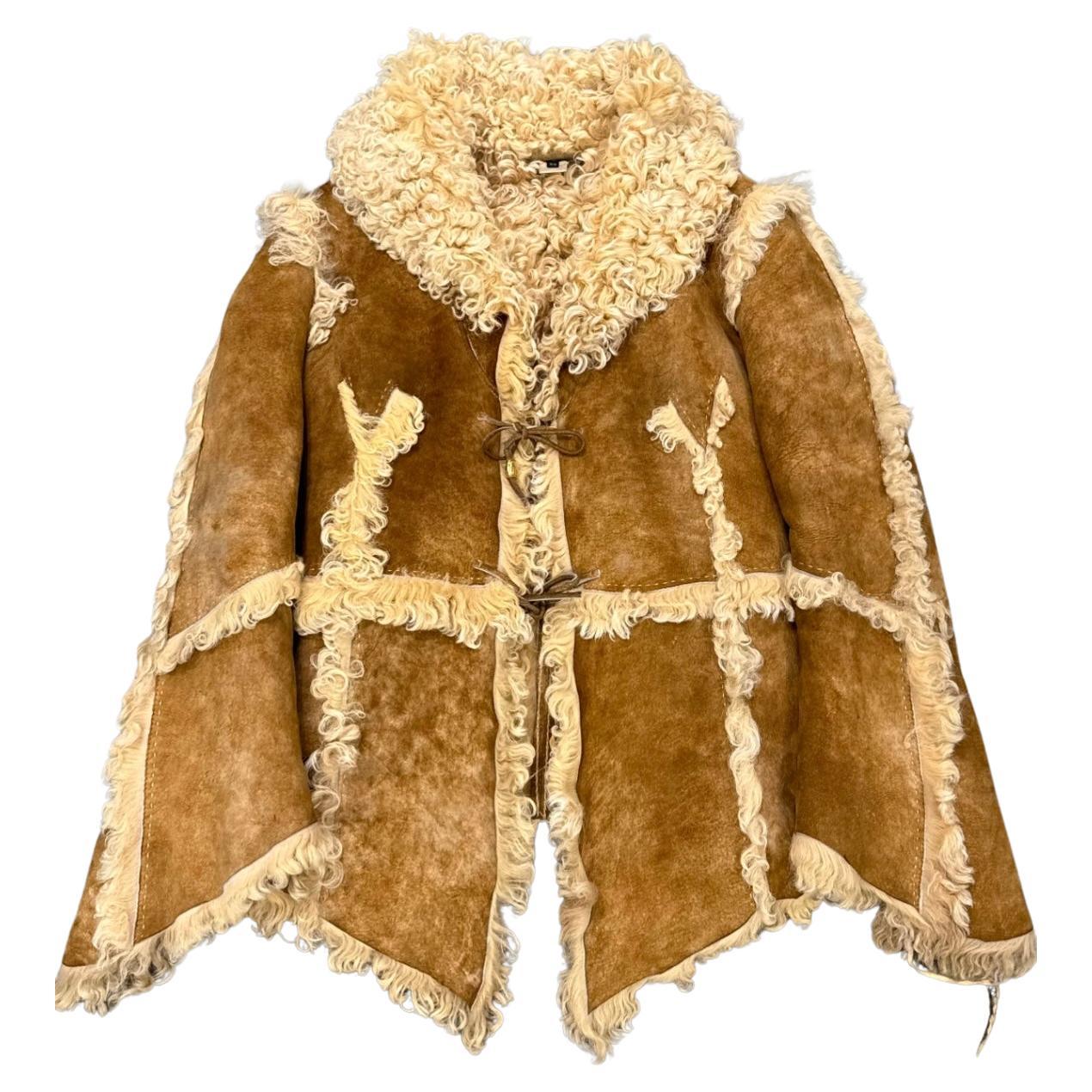 A/W1999 Roberto Cavalli shearling patchwork jacket For Sale
