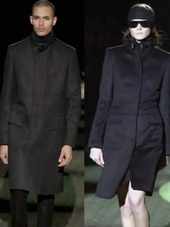 Manteau en laine avec col en cuir de la collection Gucci par Tom Ford, défilé automne-hiver 2000