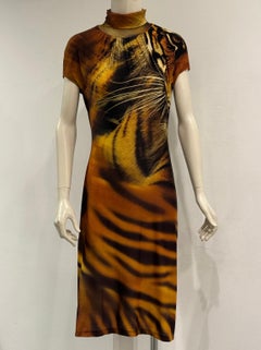 A/W2000 Roberto Cavalli cut-out tiger print dress