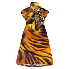 A/W2000 Roberto Cavalli cut-out tiger print dress