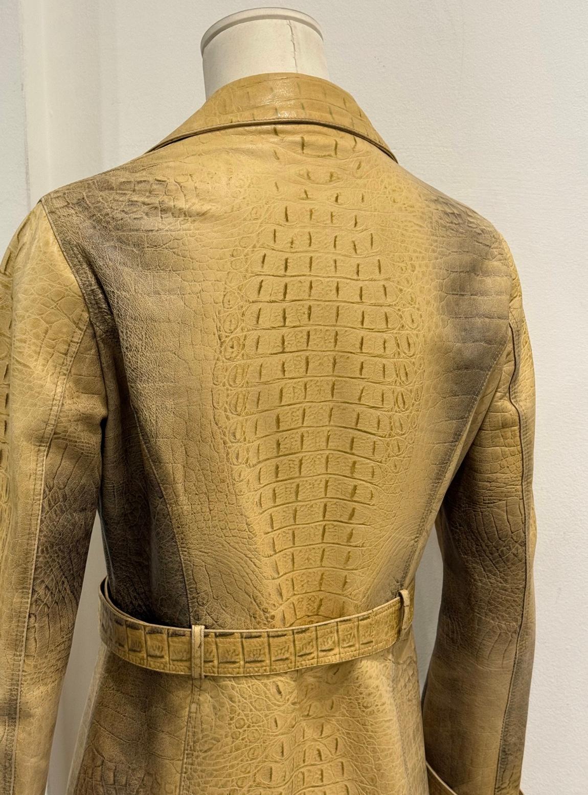 A/W2000 Roberto Cavalli runway croc embossed leather trench coat in vendita 7