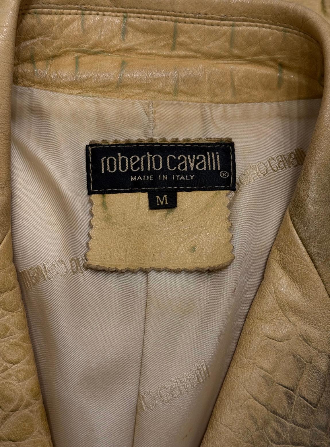 A/W2000 Roberto Cavalli runway croc embossed leather trench coat in vendita 8