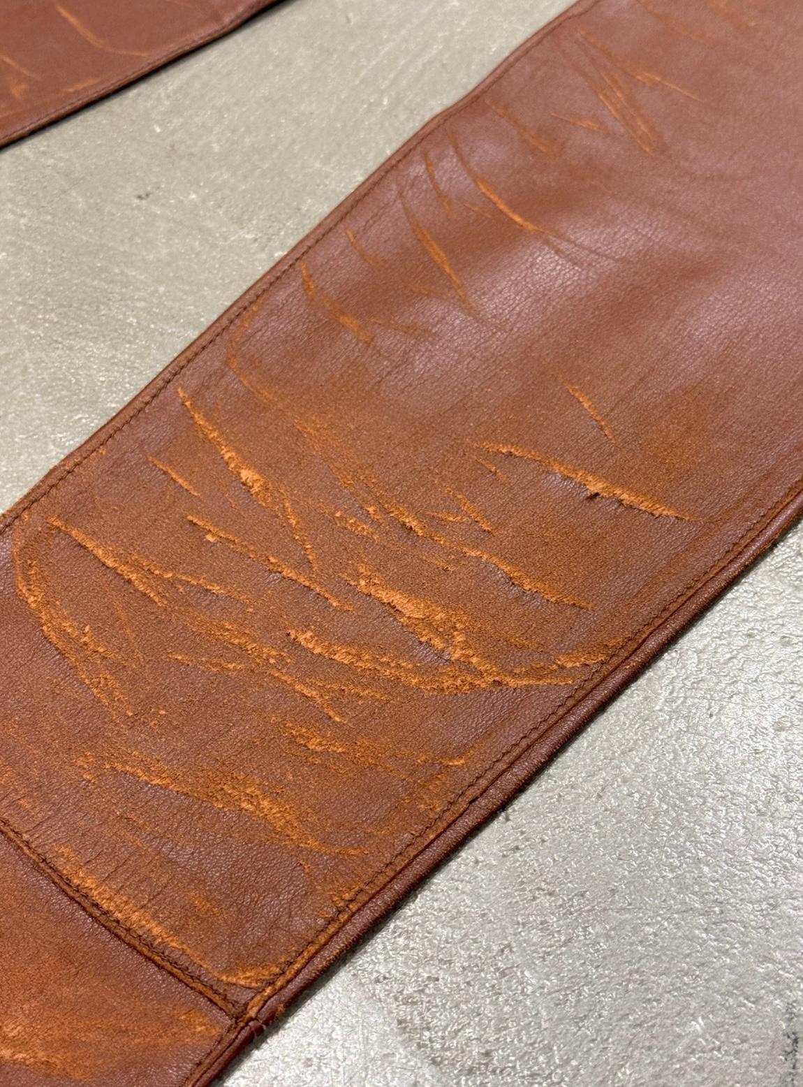 A/W2001 Dolce & Gabbana iconic runway pantalon à talon en cuir vieilli Excellent état - En vente à Milano, Lombardia