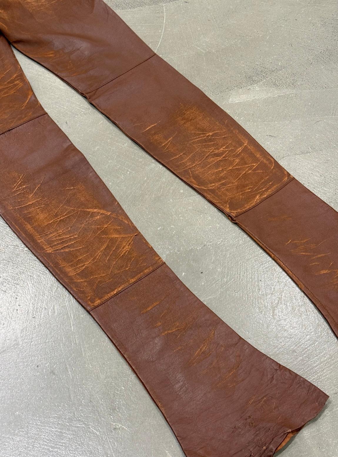 A/W2001 Dolce & Gabbana iconic runway pantalon à talon en cuir vieilli Pour femmes en vente