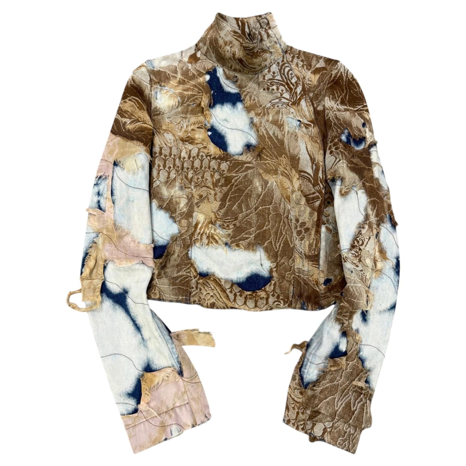A/W2001 Roberto Cavalli “Phoenix” double layer destroyed denim jacket