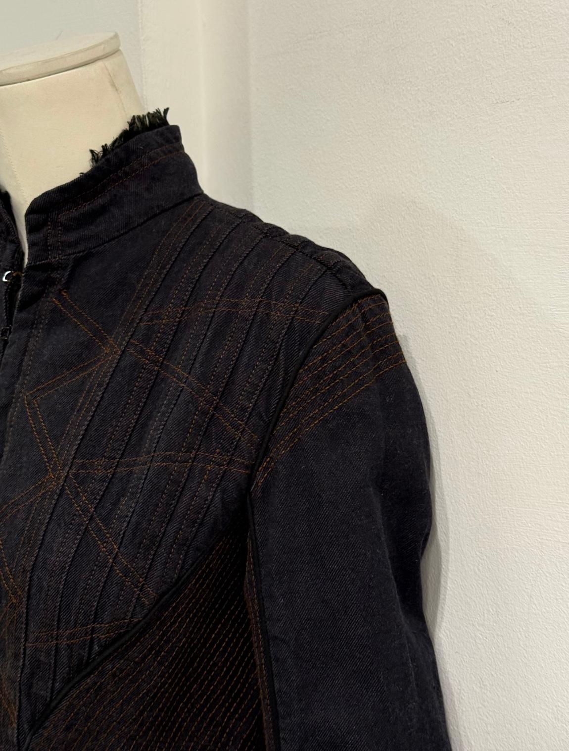 Women's A/W2002 Alexander McQueen runway corseted denim jacket For Sale