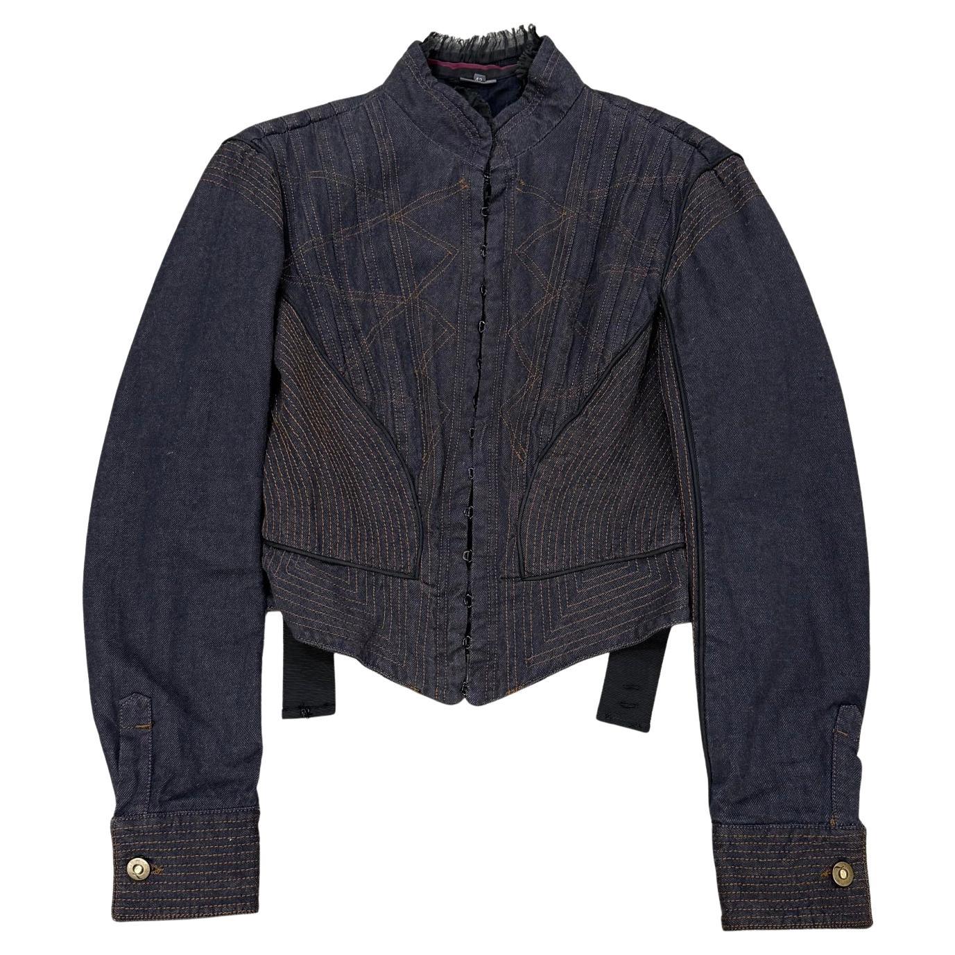 A/W2002 Alexander McQueen runway corseted denim jacket For Sale