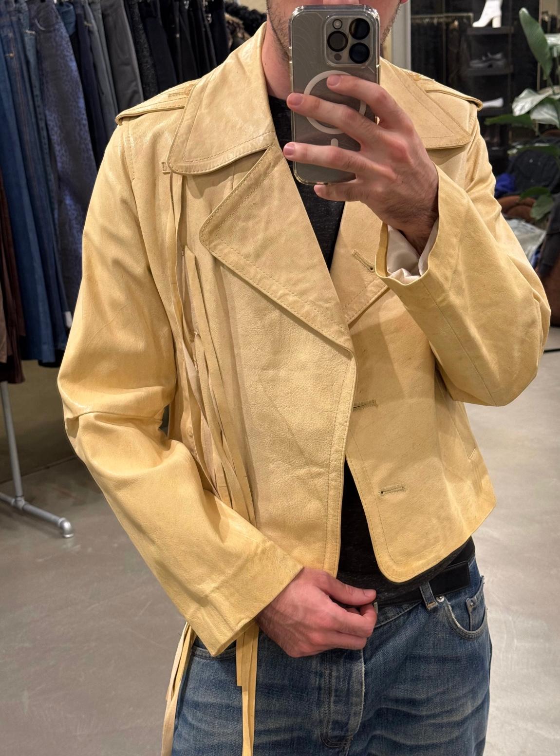 Beige Giacca con cinturino in pelle Ann Demeulemeester A/I2002 in vendita