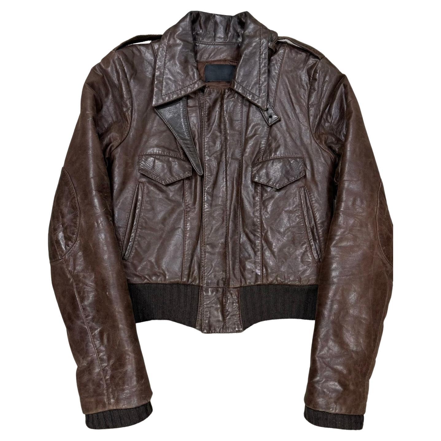A/W2002 Balenciaga by Nicolas Ghesquiere distressed leather bomber jacket.