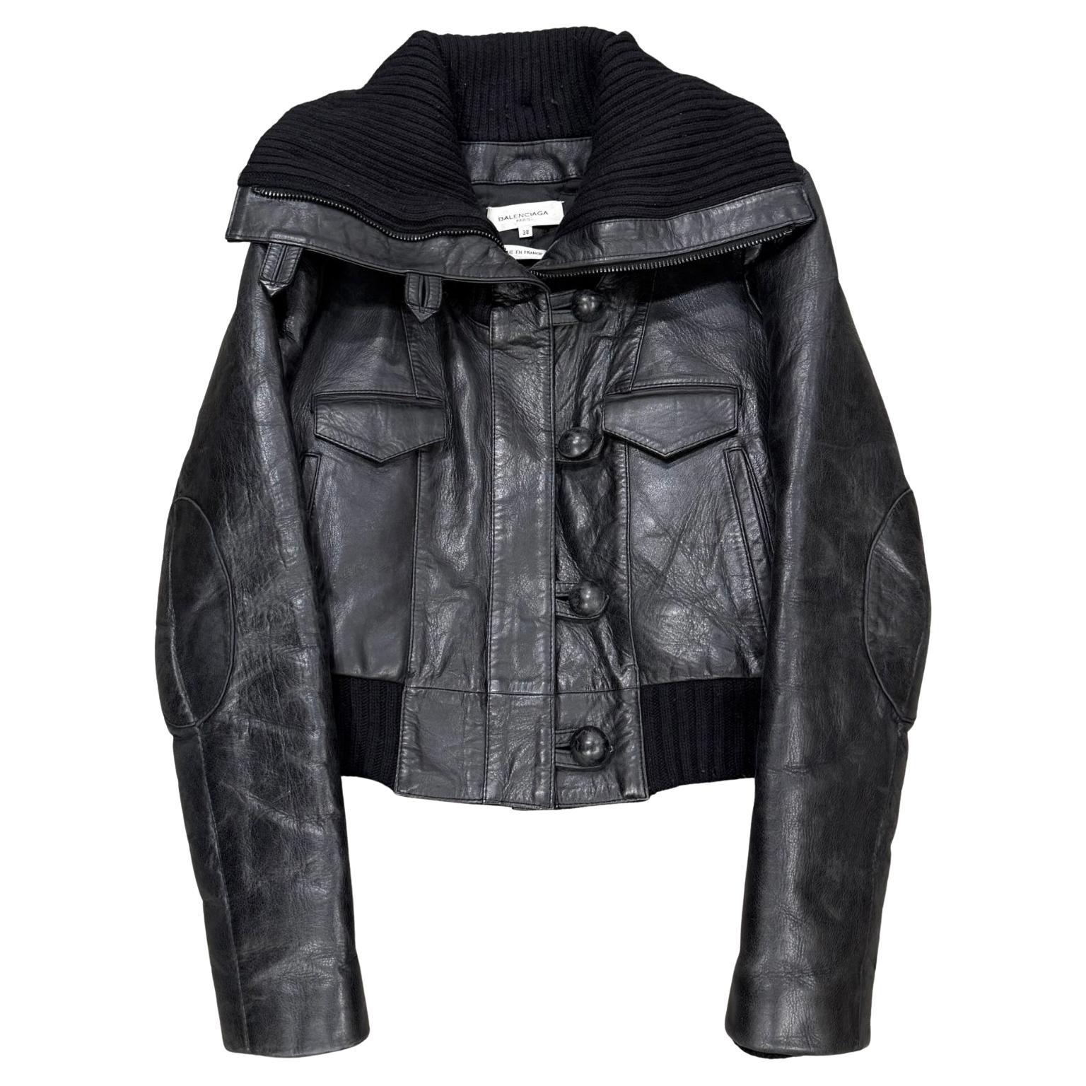 A/W2002 Balenciaga by Nicolas Ghesquiere runway aviator leather jacket