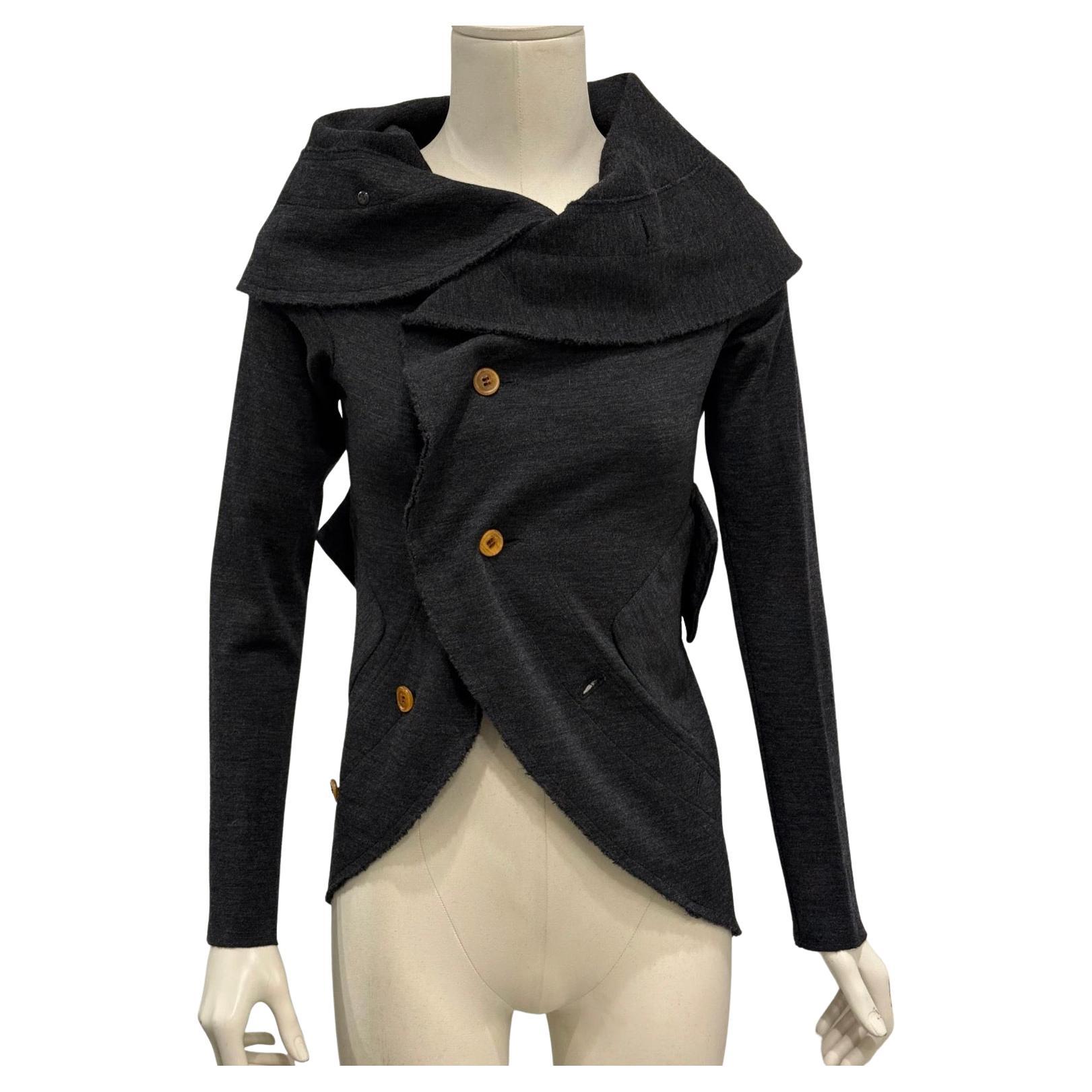 A/W2002 Comme des Garçons runway asymmetrical deconstructed wool cardigan in vendita