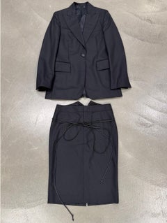 A/W2002 Gucci by Tom Ford blazer and skirt set with leather cord