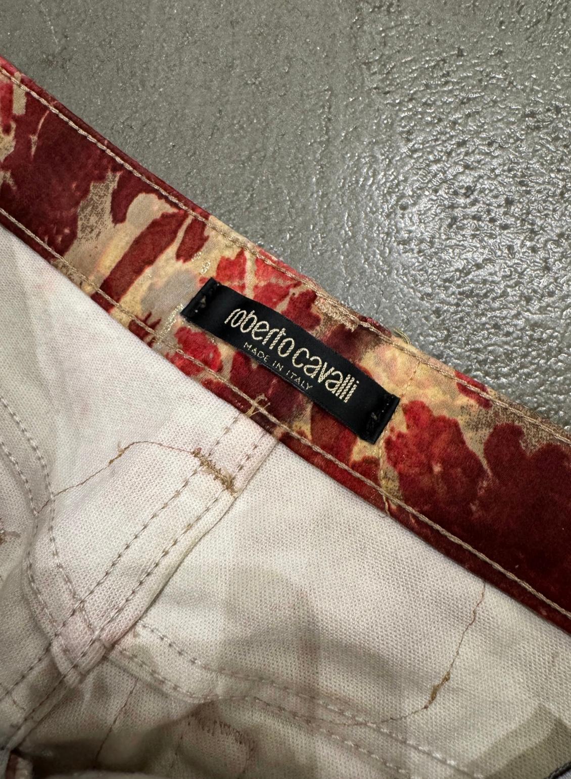 Brown A/W2002 Roberto Cavalli double layer distressed pants in vendita