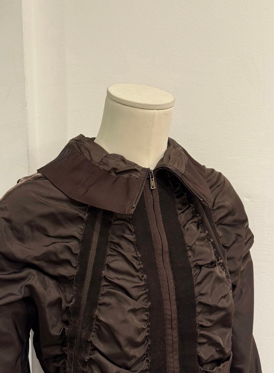 A/W2002 Yves Saint Laurent by Tom Ford veste en velours ruché avec ceinture à nœuds Pour femmes en vente