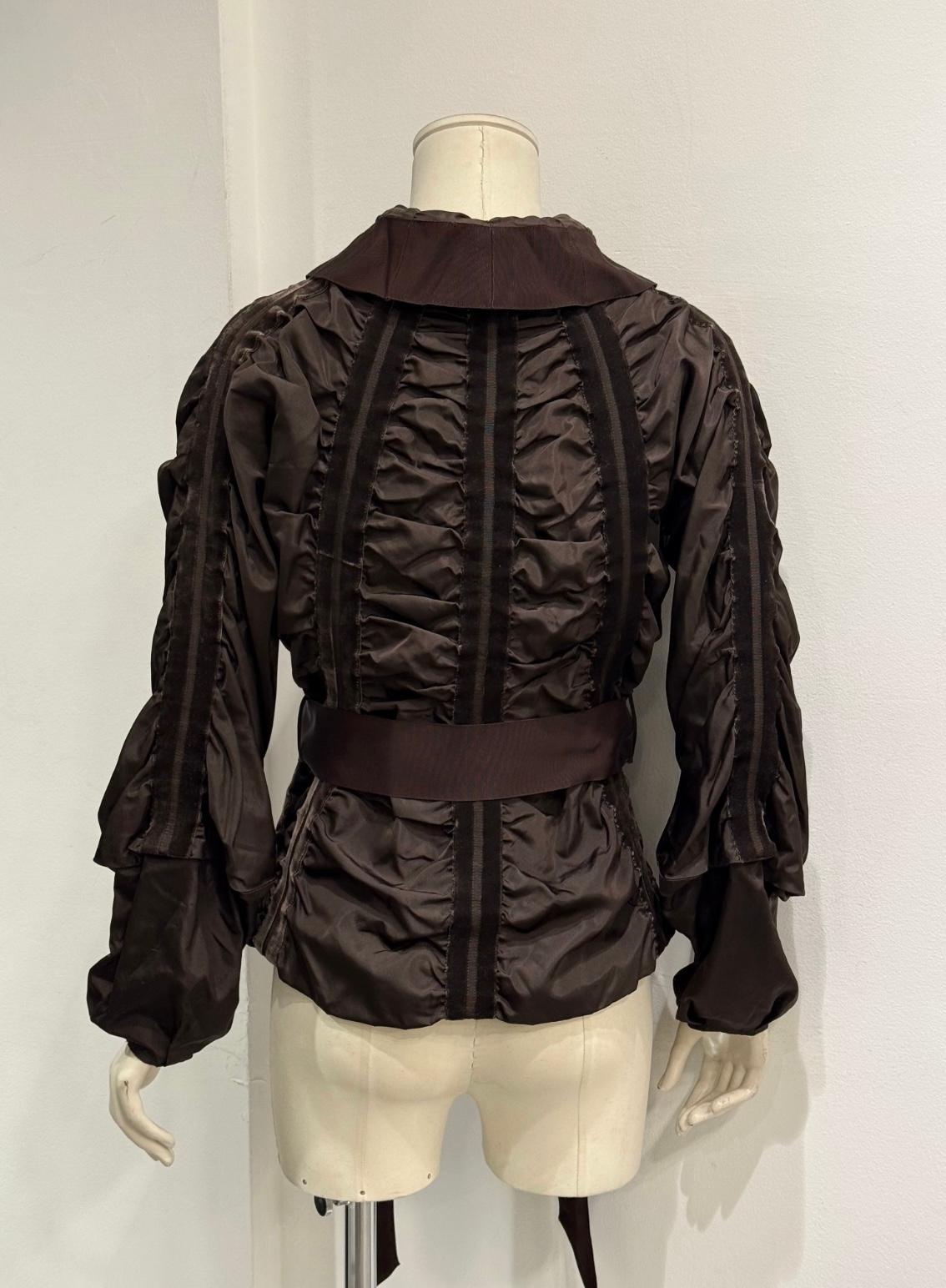 A/W2002 Yves Saint Laurent by Tom Ford veste en velours ruché avec ceinture à nœuds en vente 3