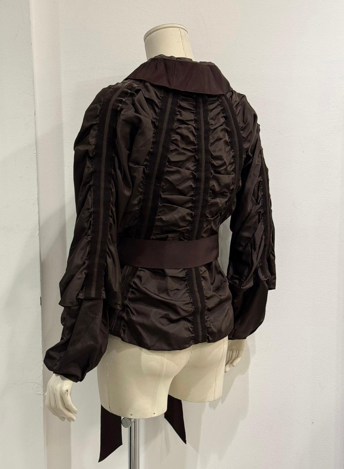 A/W2002 Yves Saint Laurent by Tom Ford veste en velours ruché avec ceinture à nœuds en vente 4