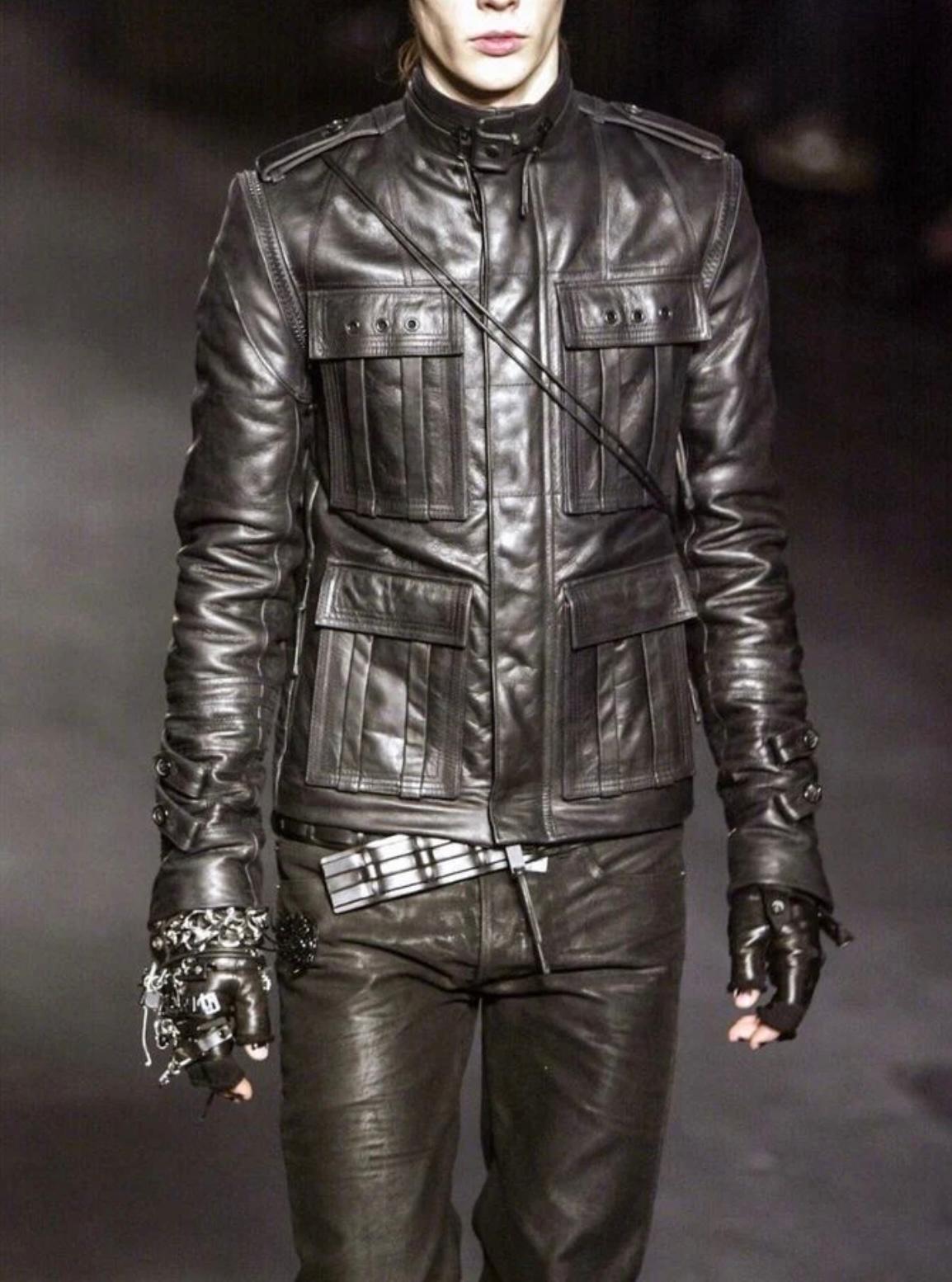 A/W2003 Dior by Hedi Slimane “Luster” campaign M65 leather jacket

This highly sought-after M65 jacket from Dior’s A/W 2003 “Luster” collection under Hedi Slimane is crafted in supple black leather. It features a structured military-inspired cut
