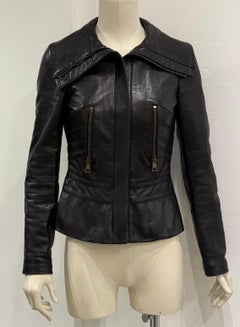 A/W2003 Gucci by Tom Ford paneled moto leather jacket