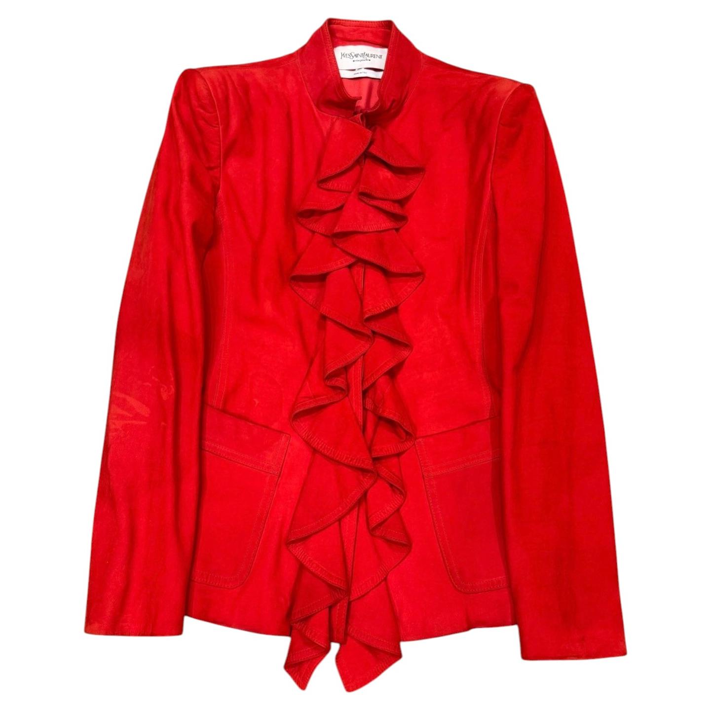 A/W2003 Yves Saint Laurent runway ruffled suede jacket