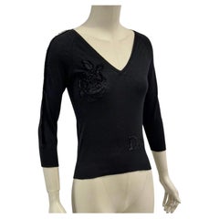 A/W2005 Christian Dior by John Galliano velvet logo rose knit